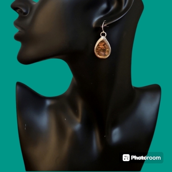 Purple Abalone Shell Teardrop Dangle Hook Earrings - Picture 1 of 4